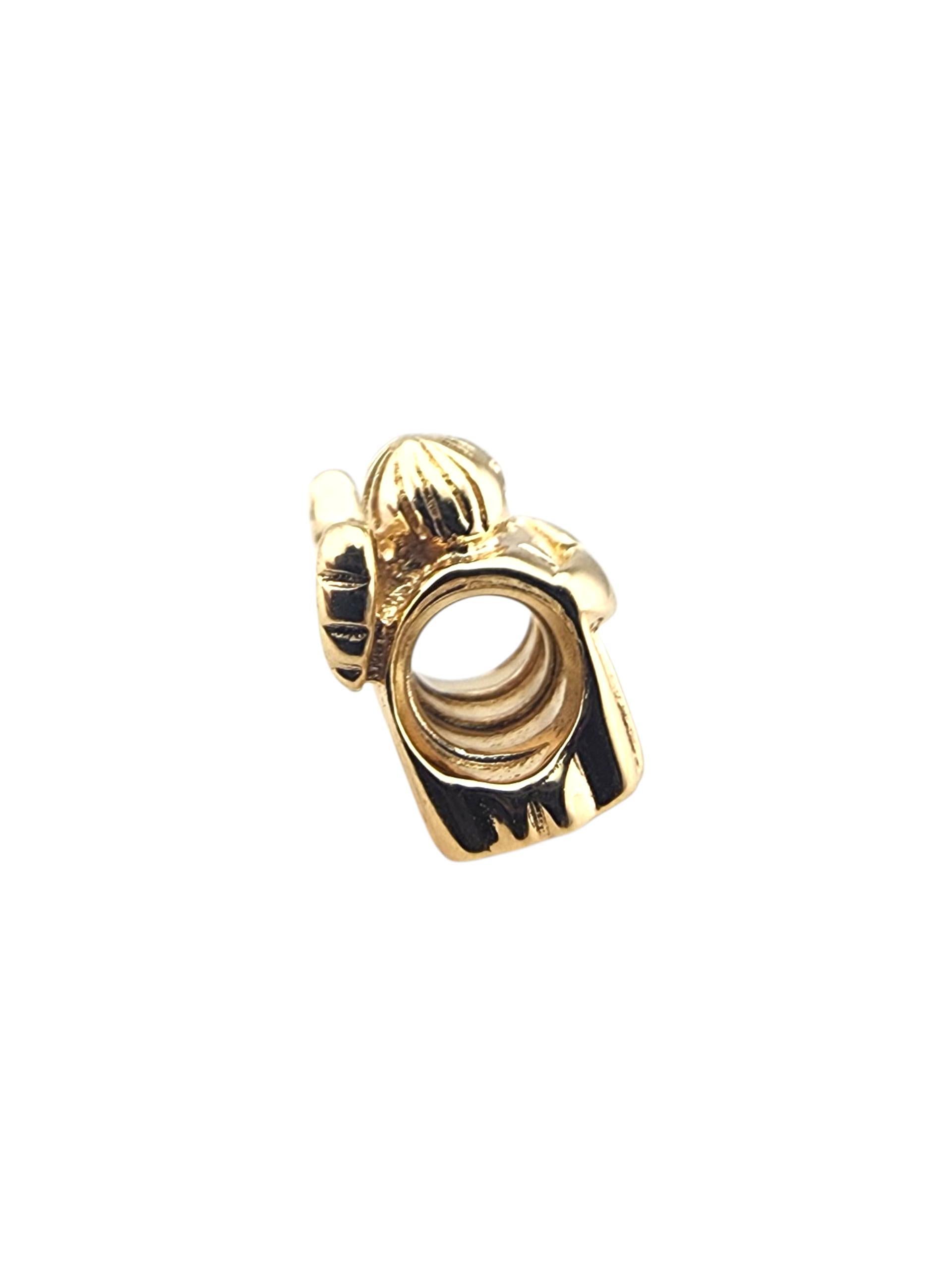 Pandora, oro giallo 14 carati, Charm Angelo della Speranza #750419 

Questo charme angelo di Pandora in oro giallo 14 carati brilla con dettagli aggraziati, un sentito simbolo di amore e protezione che aggiunge un tocco celestiale a qualsiasi