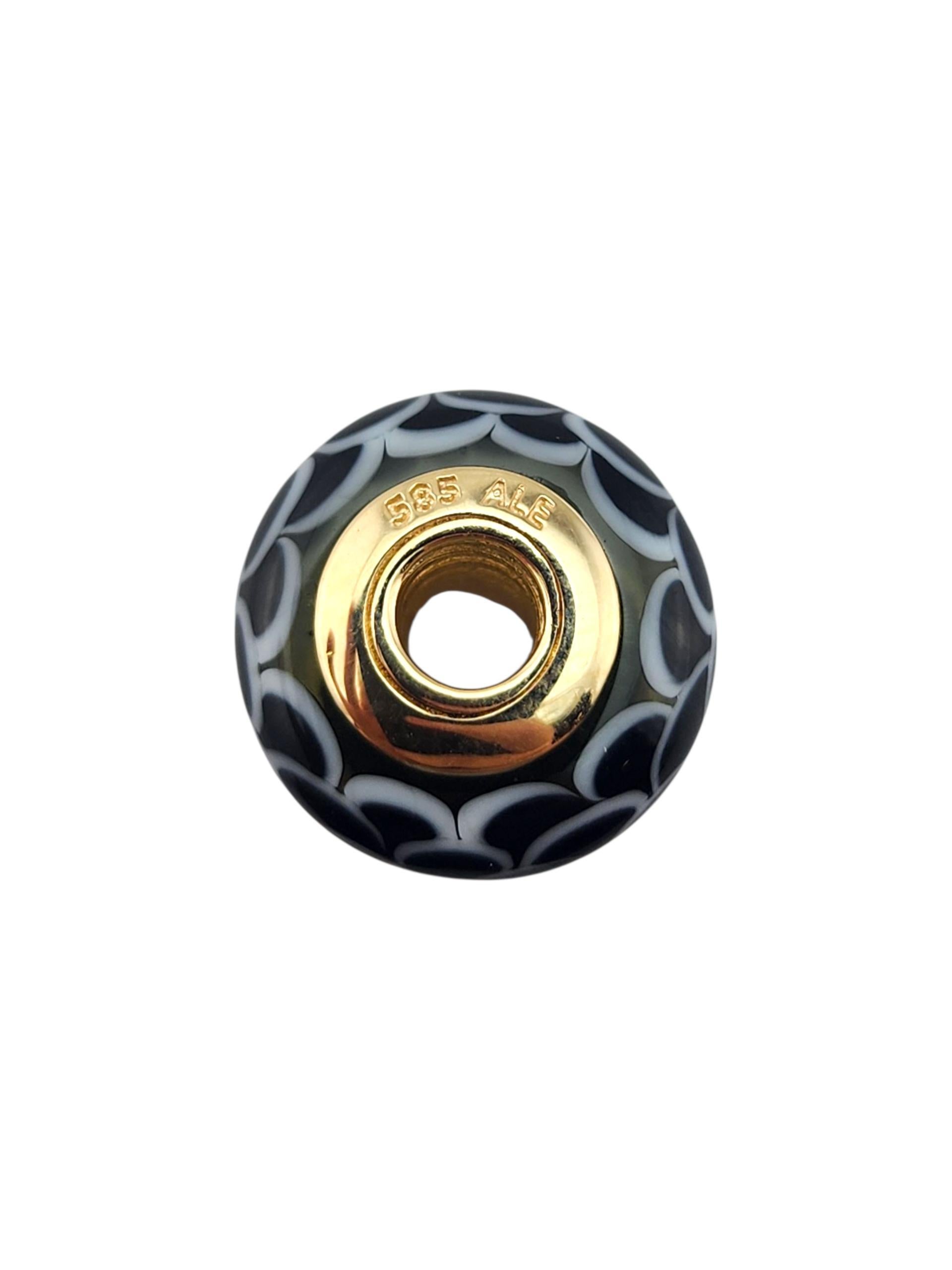 Pandora 14 Karat Gelbgold Schwarzer Lotus Murano Perle 750504 #23364 (Zeitgenössisch) im Angebot
