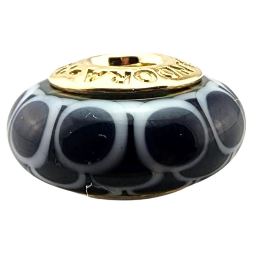 Pandora 14 Karat Gelbgold Schwarzer Lotus Murano Perle 750504 #23364