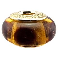 Pandora 14 Karat Gelbgold Braun Mystic Murano Perle 750402 #23365