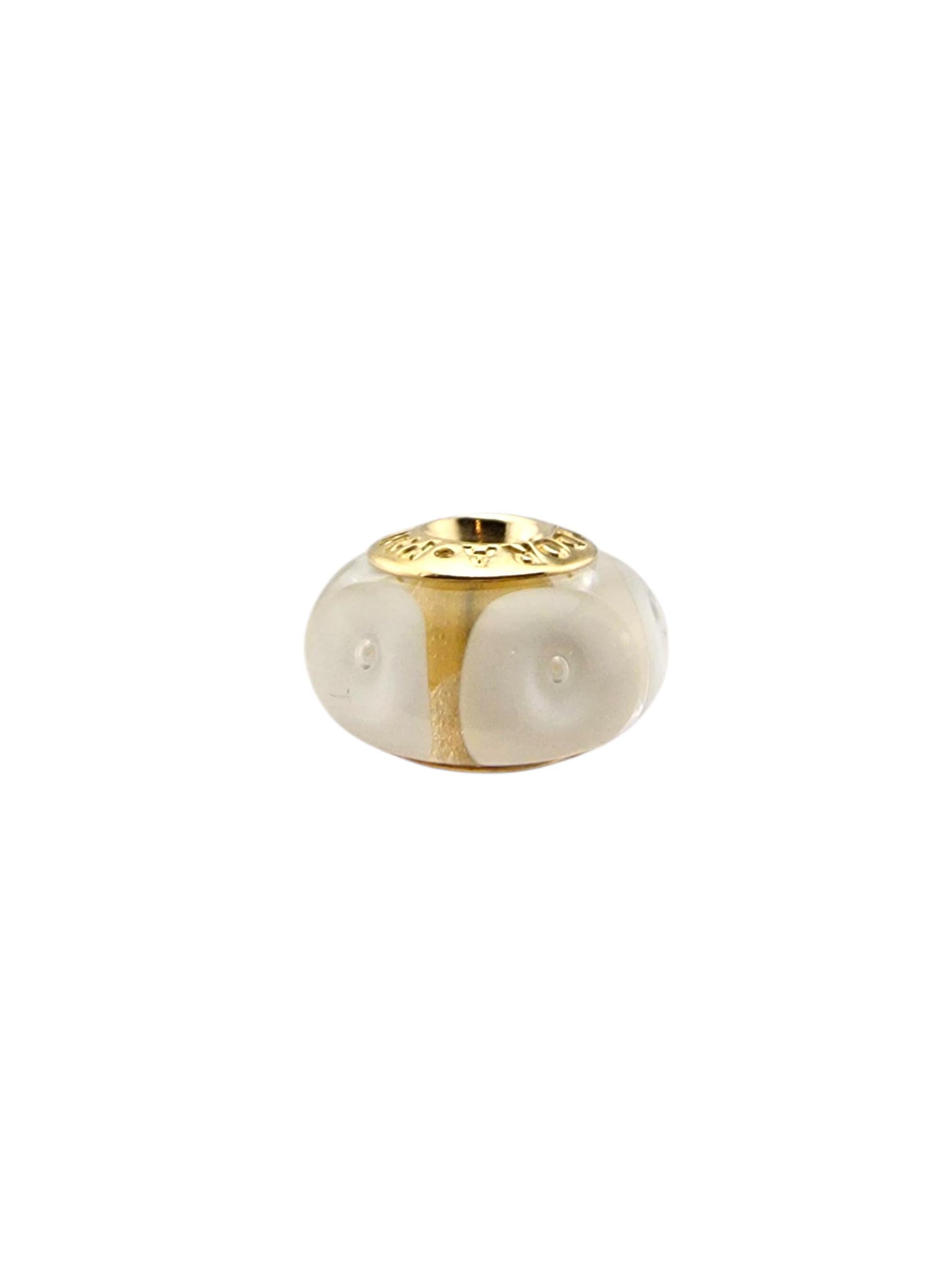 Pandora 14 Karat Gelbgold Murano White Swirl Charm 750406 #23360