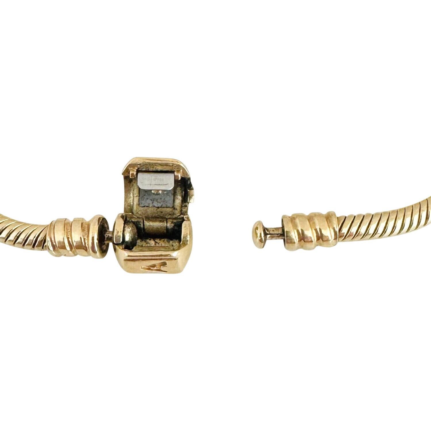 Pandora 14 Karat Yellow Gold Snake Bracelet with Barrel Clasp  For Sale 1