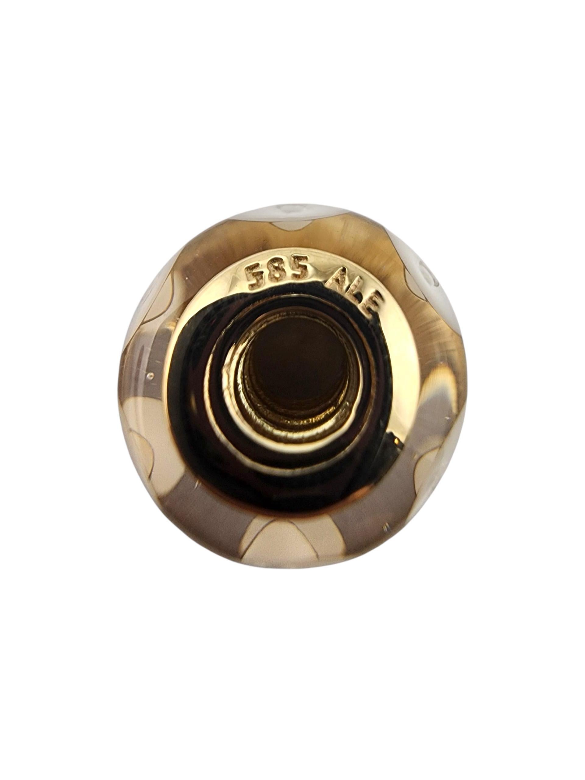 Pandora 14 Karat Gelbgold weißer Wirbel Murano Perle 750406 #23363 (Zeitgenössisch) im Angebot