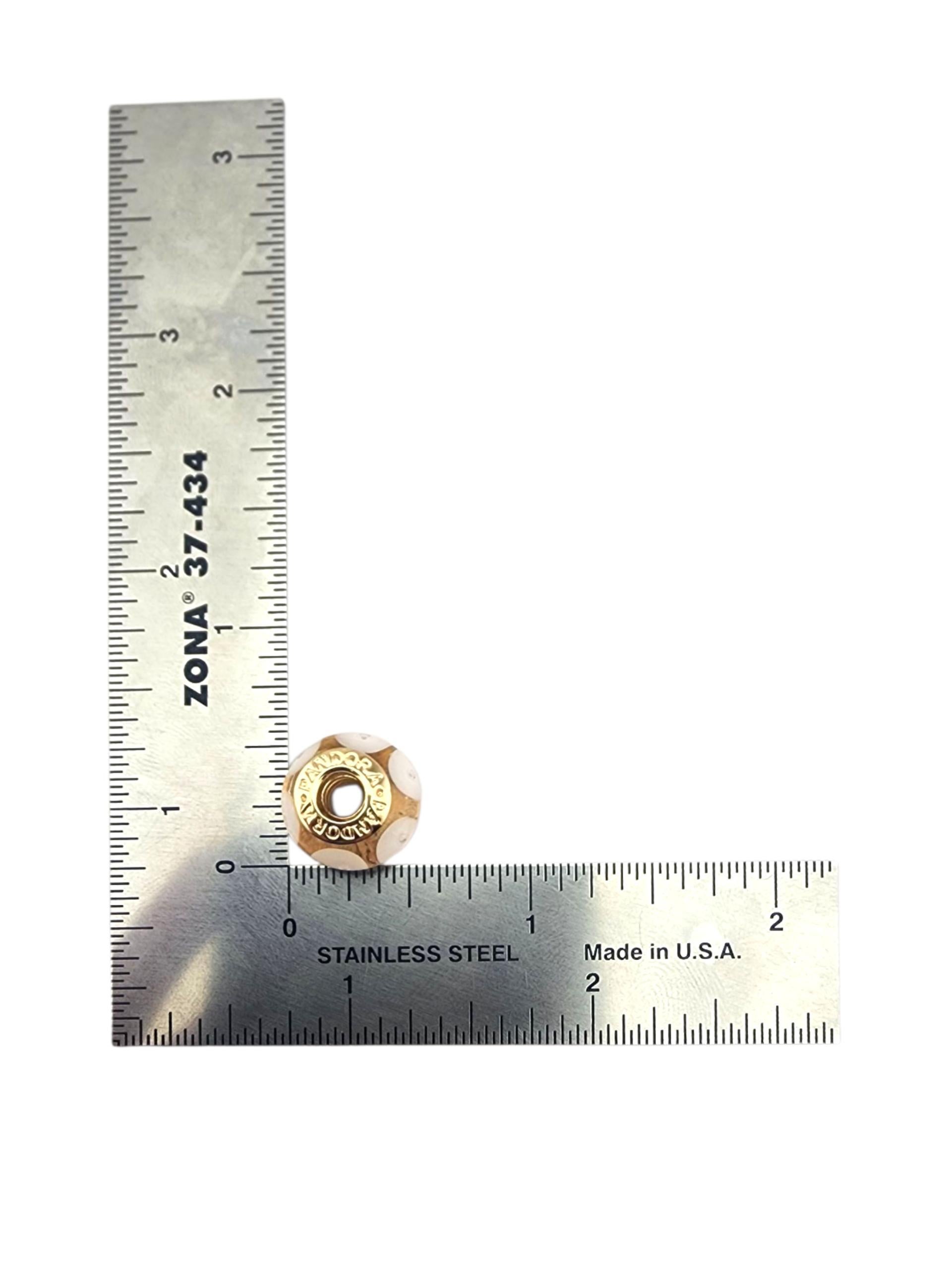 Pandora 14 Karat Gelbgold weißer Wirbel Murano Perle 750406 #23363 im Zustand „Gut“ im Angebot in Washington Depot, CT