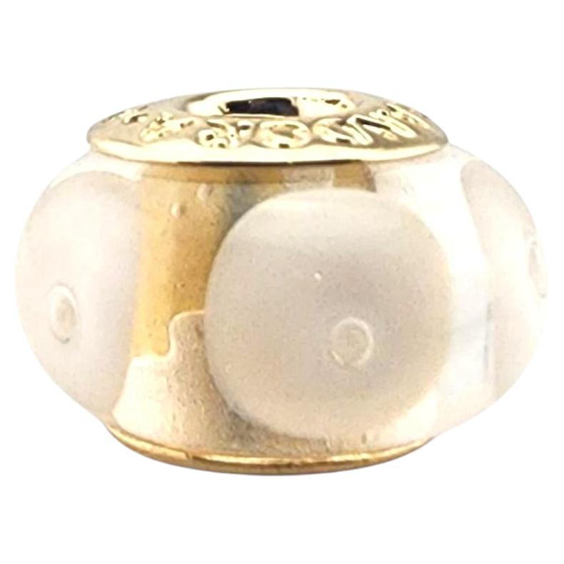 Pandora 14 Karat Gelbgold weißer Wirbel Murano Perle 750406 #23363
