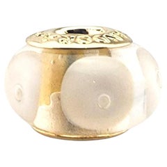 Pandora 14 Karat Gelbgold weißer Wirbel Murano Perle 750406 #23363 Pandora 14 Karat Gelbgold weißer Wirbel Murano Perle 750406 #23363