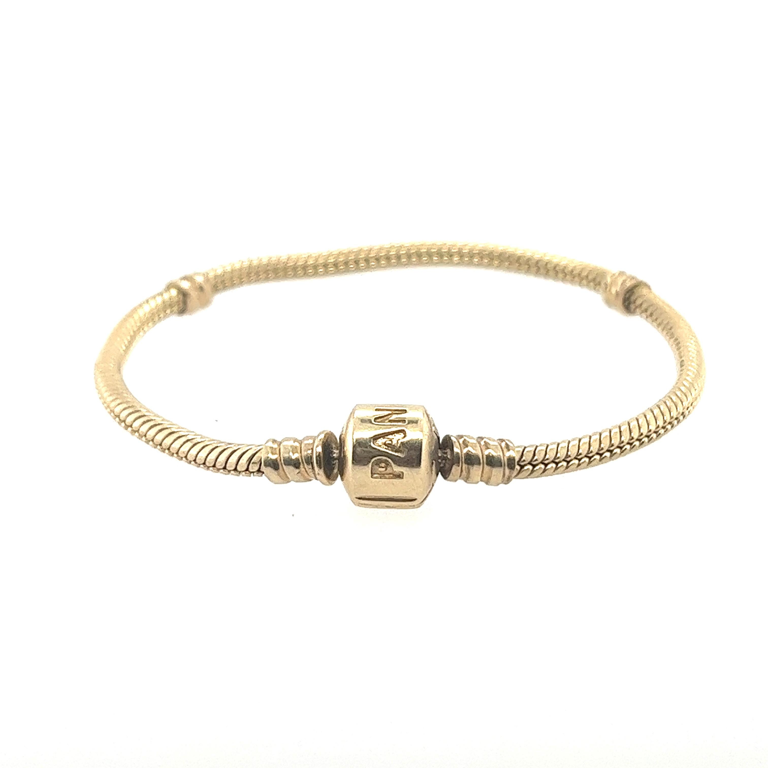 Pandora 14k Gold Charm-Armband mit 10 Anhängern im Zustand „Gut“ in Vaughan, CA