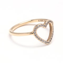 Pandora 14 Karat Yellow Gold and Colorless Stone Open Heart Ring