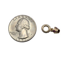 Pandora 14K Yellow Gold Crown Dangle Charm Pink Sapphires #750434PSA #24820