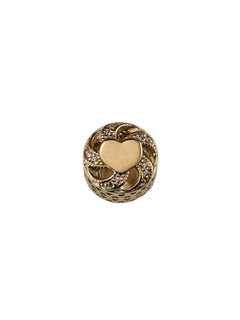 Pandora 14K Yellow Gold Cubic Zirconia Ribbon Heart Charm 751004CZ #24846