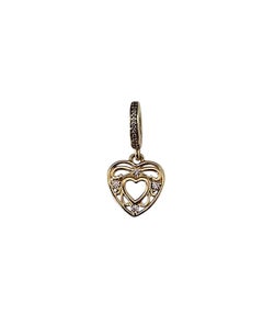 Pandora 14K Yellow Gold CZ "Romantic Heart" Dangle Charm 751001CZ #24831