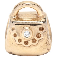 Pandora 14 Karat Yellow Gold Diamond Purse Charm