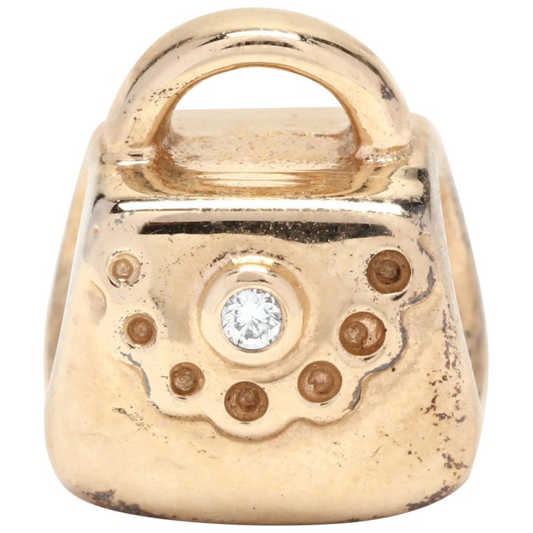 Pandora 14 Karat Yellow Gold Diamond Purse Charm For Sale at 1stDibs |  pandora purse charm, pandora cornicello, purse charm pandora