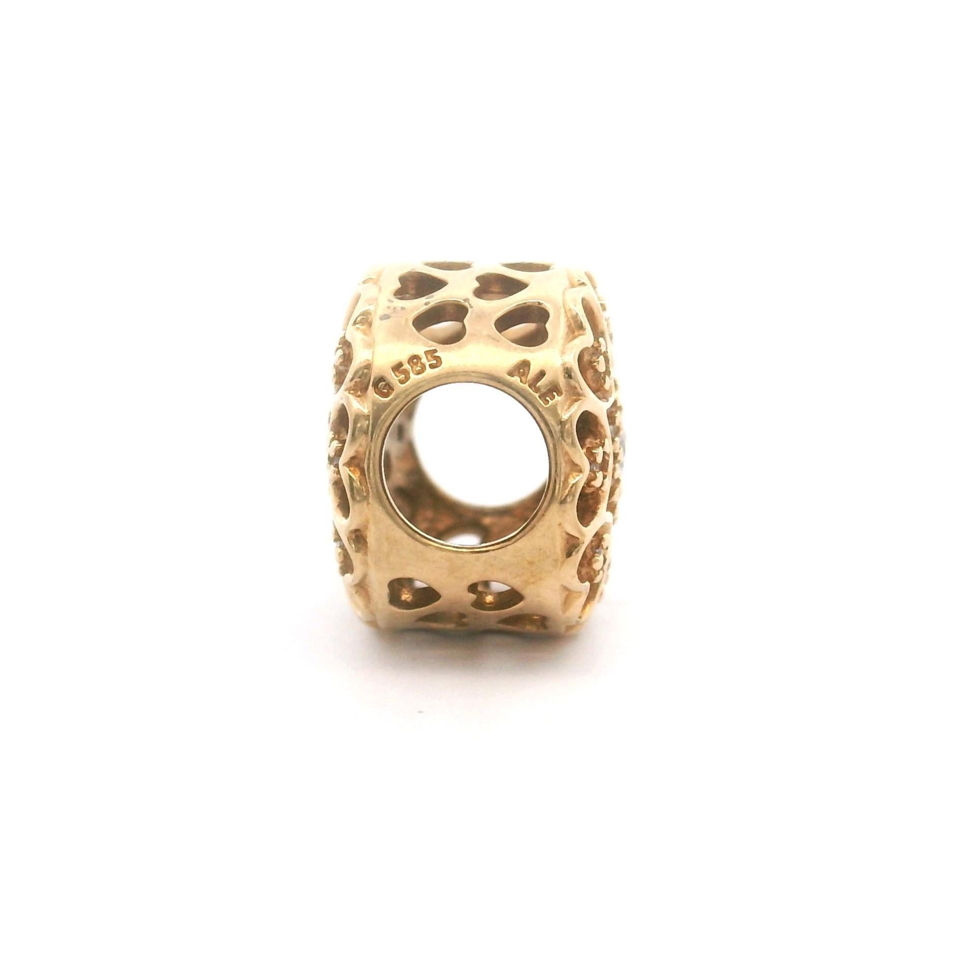 Women's Pandora 14k Yellow Gold Hearts of Gold CZ Flower Charm 750841CZ Retired