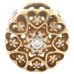 Pandora 14k Yellow Gold Hearts of Gold CZ Flower Charm 750841CZ Retirado