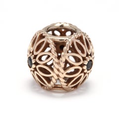 Pandora 14 Karat Yellow Gold and Sapphire Flower Bead Charm