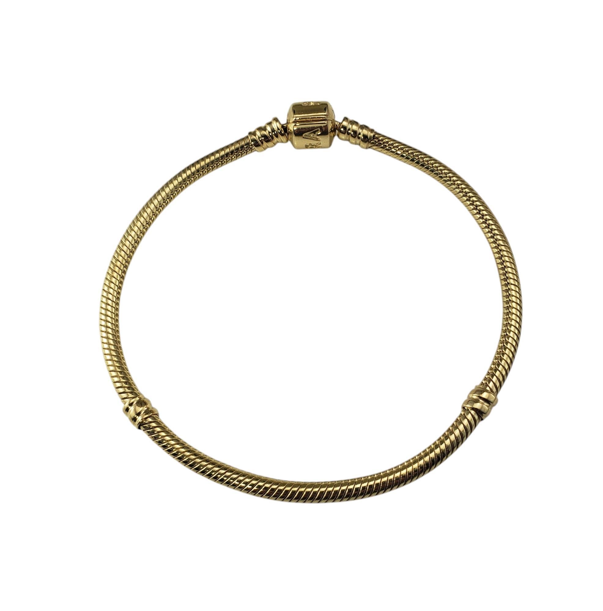 Pandora 14K Yellow Gold Snake Chain Charm Bracelet #20779 In Good Condition For Sale In Washington Depot, CT