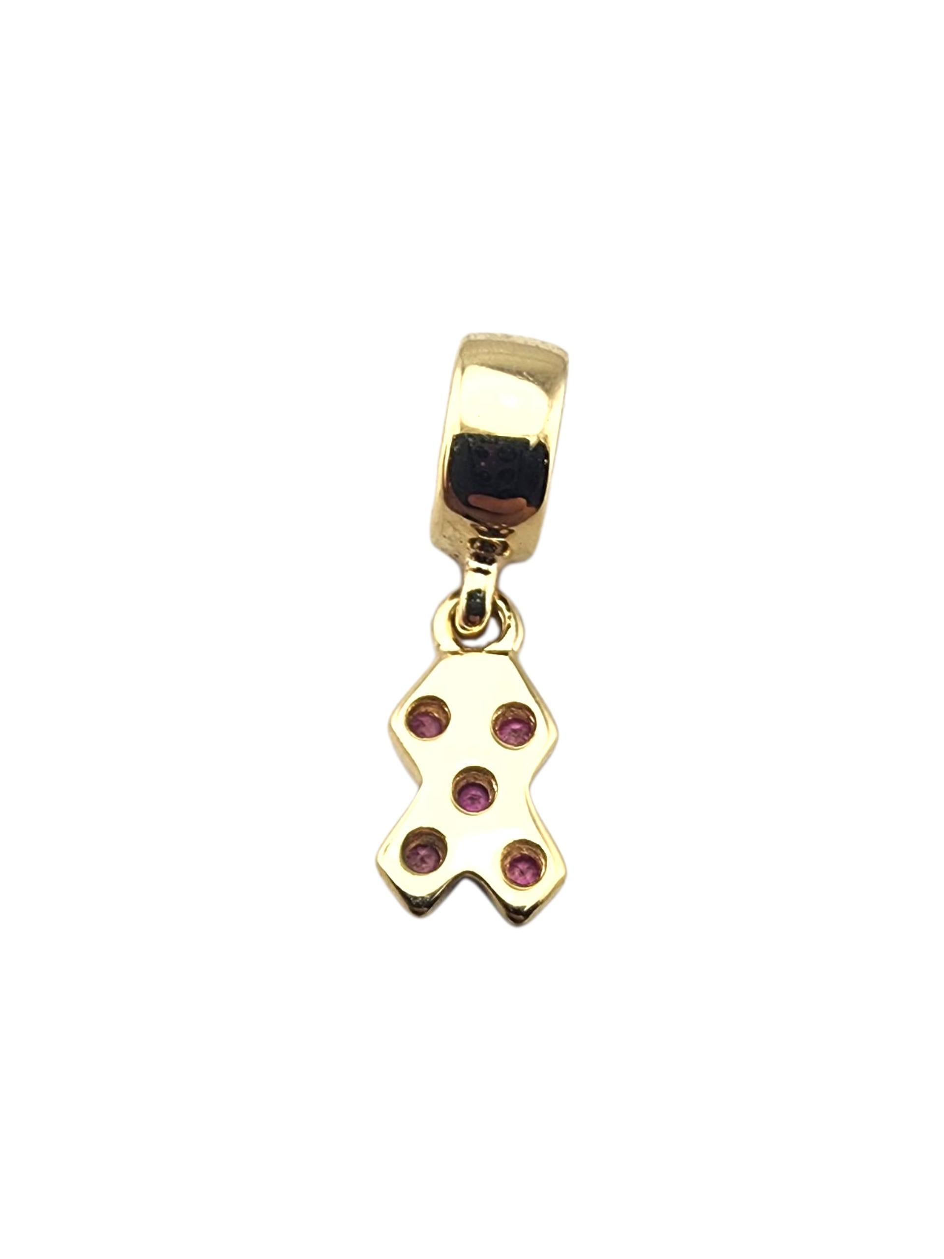 Contemporain Pandora Or jaune 14K Ruban Susan Komen pour le cancer du sein 750342PSA  #23371 en vente