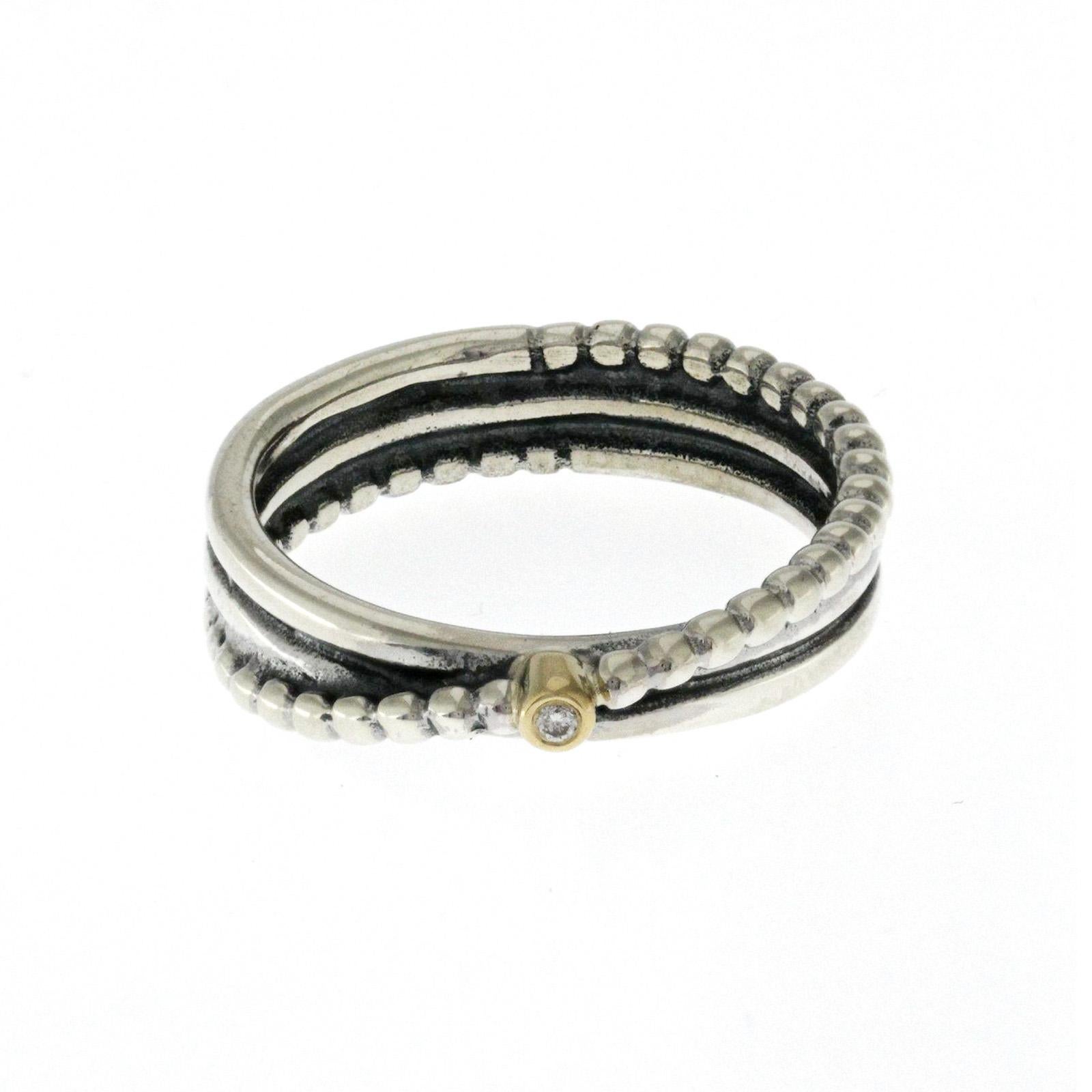 100% Authentic, 100% Customer Satisfaction

Top: 4 mm

Band Width: 5 mm

Metal: 925 Sterling Silver & 14K

Size: 7.5

Hallmarks: ALE 925

Total Weight: 4.1 Grams

Stone: Diamonds 

Condition: Pre Owned 