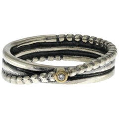 Pandora Ale 14 Karat Yellow Gold 925 Sterling Silver Diamond Twist Ring