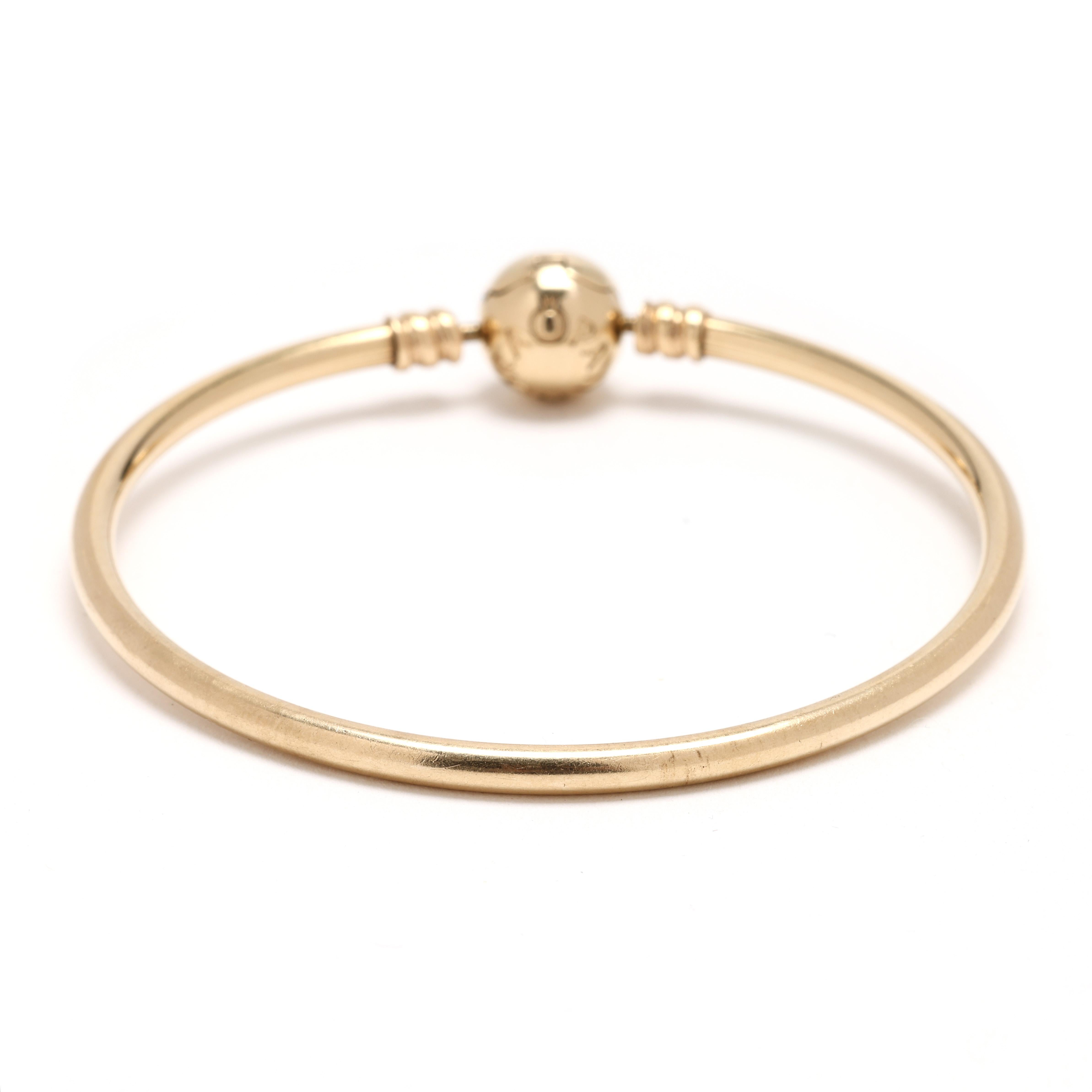 Women's PANDORA ALE Bangle Bracelet, 14k Yellow Gold, Circumference 7 Inches