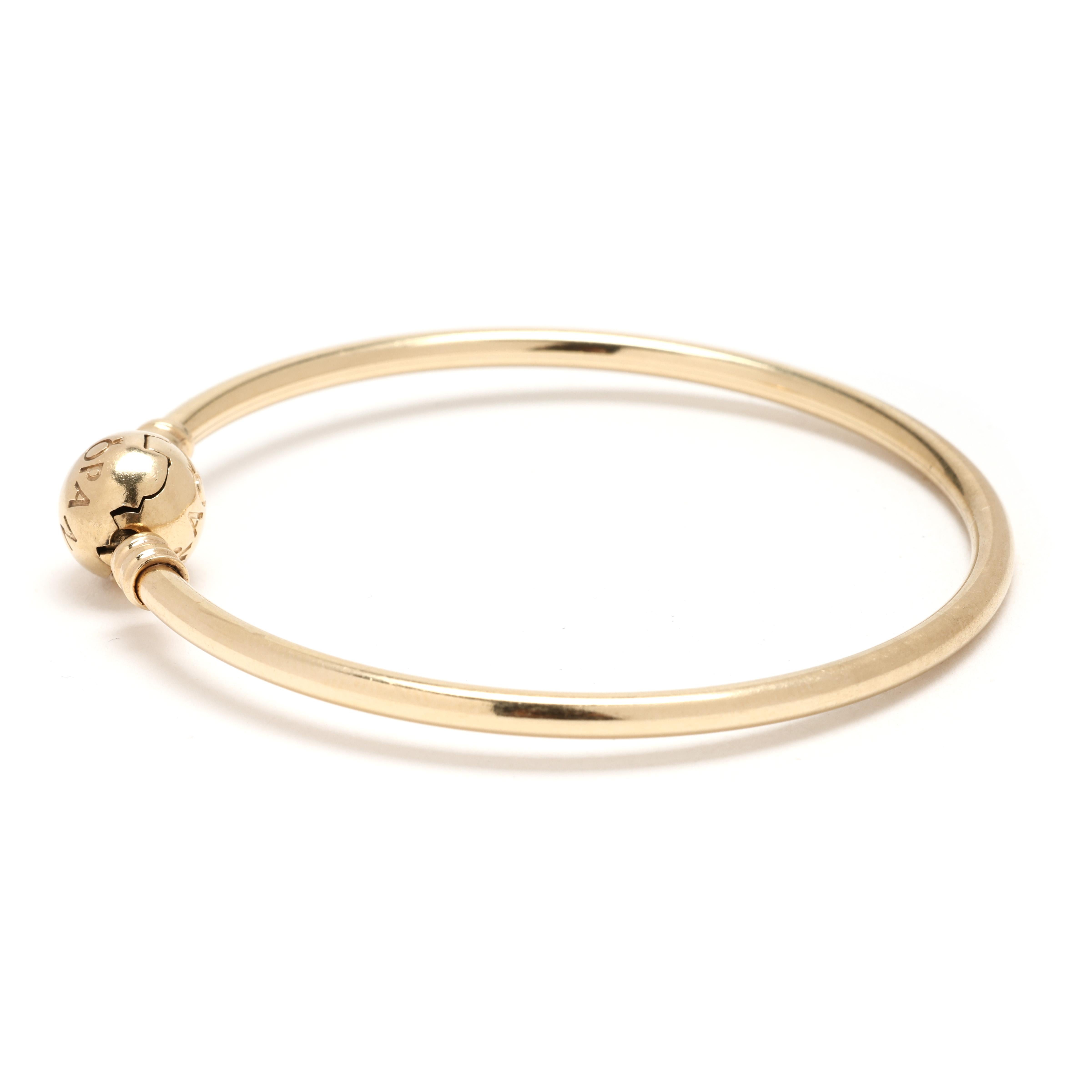 PANDORA ALE Bangle Bracelet, 14k Yellow Gold, Circumference 7 Inches 1