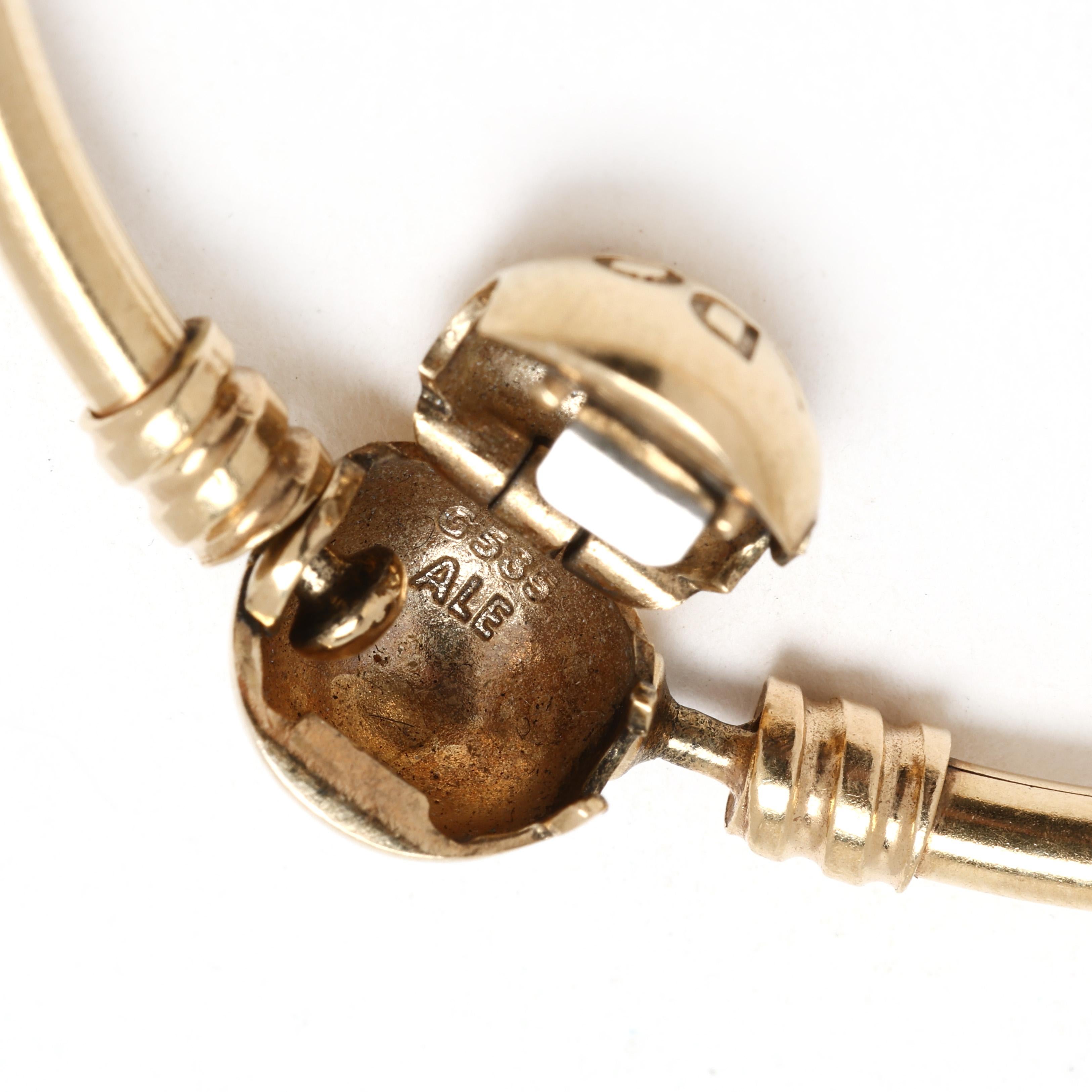 PANDORA ALE Bangle Bracelet, 14k Yellow Gold, Circumference 7 Inches 3