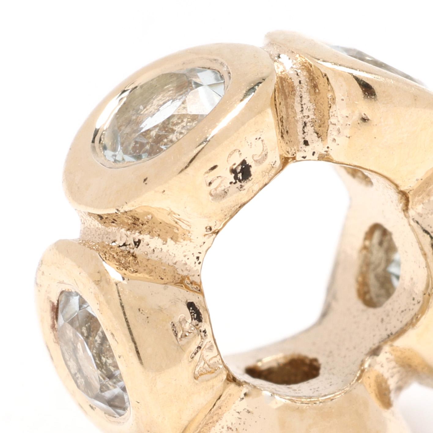 PANDORA Aquamarine Lights Spacer Charm, 14k Yellow Gold In Good Condition In McLeansville, NC