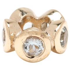 PANDORA Aquamarin Lights Spacer Charme, 14k Gelbgold