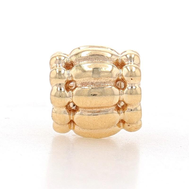 Brand: Pandora
Style Number: 750242
Title: Barrel

Metal Content: 14k Yellow Gold

Style: Spacer Charm

Measurements
Tall: 5/16