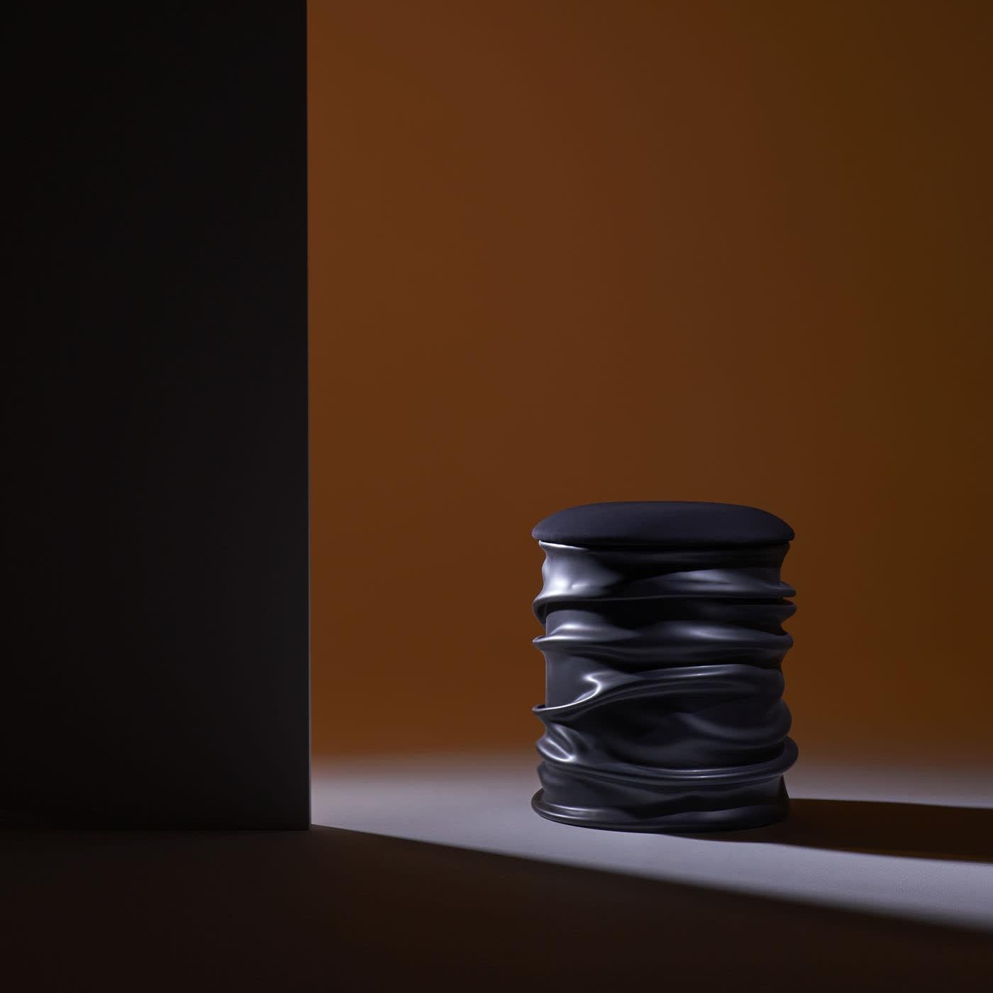 Italian Pandora Black Pouf For Sale