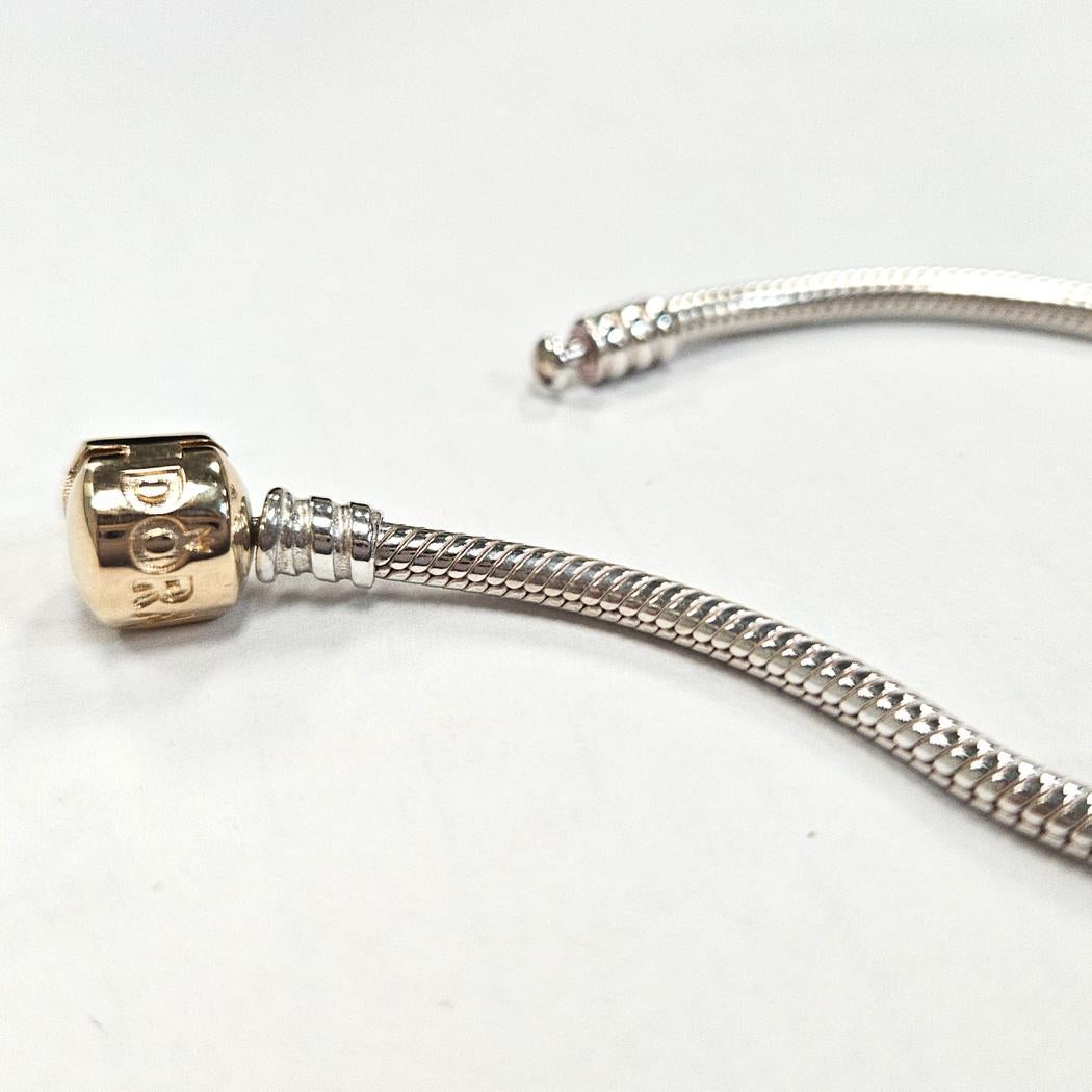 Bracciale Pandora in argento e 14Kt misura 7 In condizioni ottime in vendita a North Miami, FL