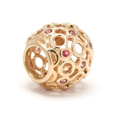 Pandora Keltische Kreise Perle mit rosa Topas, 14k Gelbgold, Länge 10,4 mm