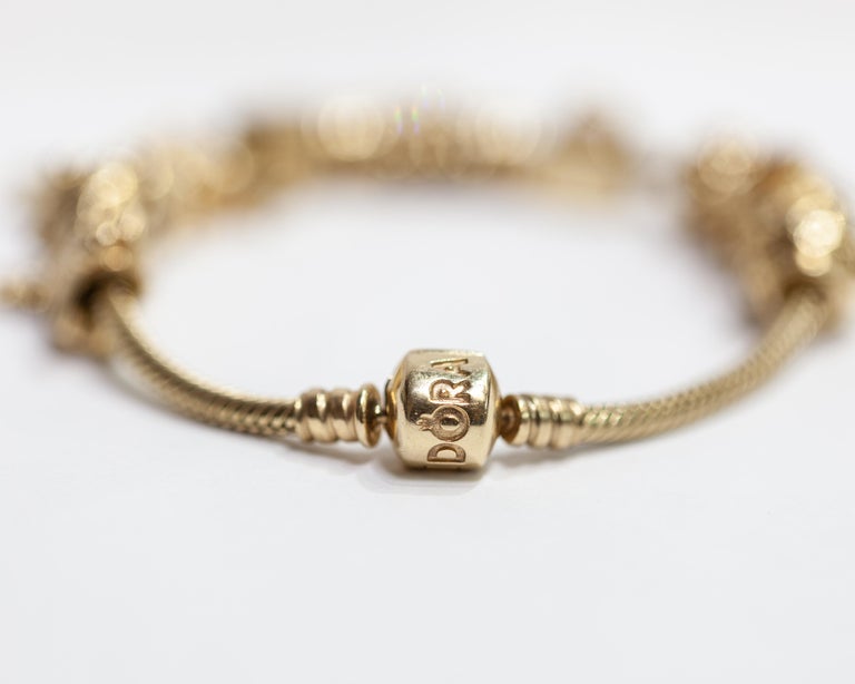 Pandora Charm Bracelet 14 Karat Yellow Gold at 1stDibs | pandora charms