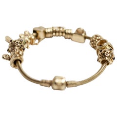 Pandora Charm Bracelet 14 Karat Yellow Gold at 1stDibs