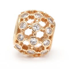 Pandora CZ Openwork Pave Blume Charme, 14k Gelbgold, Länge 8,3 mm