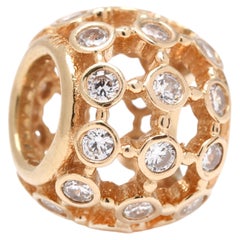 Pandora CZ Openwork Pave Blume Charme, 14k Gelbgold, Länge 8,3 mm