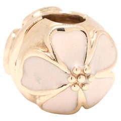 PANDORA Enamel Cherry Blossom Clip Charm, 14k Yellow Gold