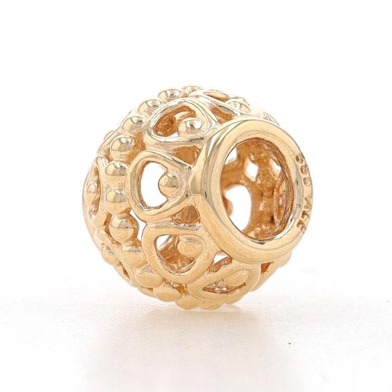 Brand: Pandora
Style Number: 750458
Title: Gilded Cage

Metal Content: 14k Yellow Gold

Style: Charm

Measurements
Tall: 7/16