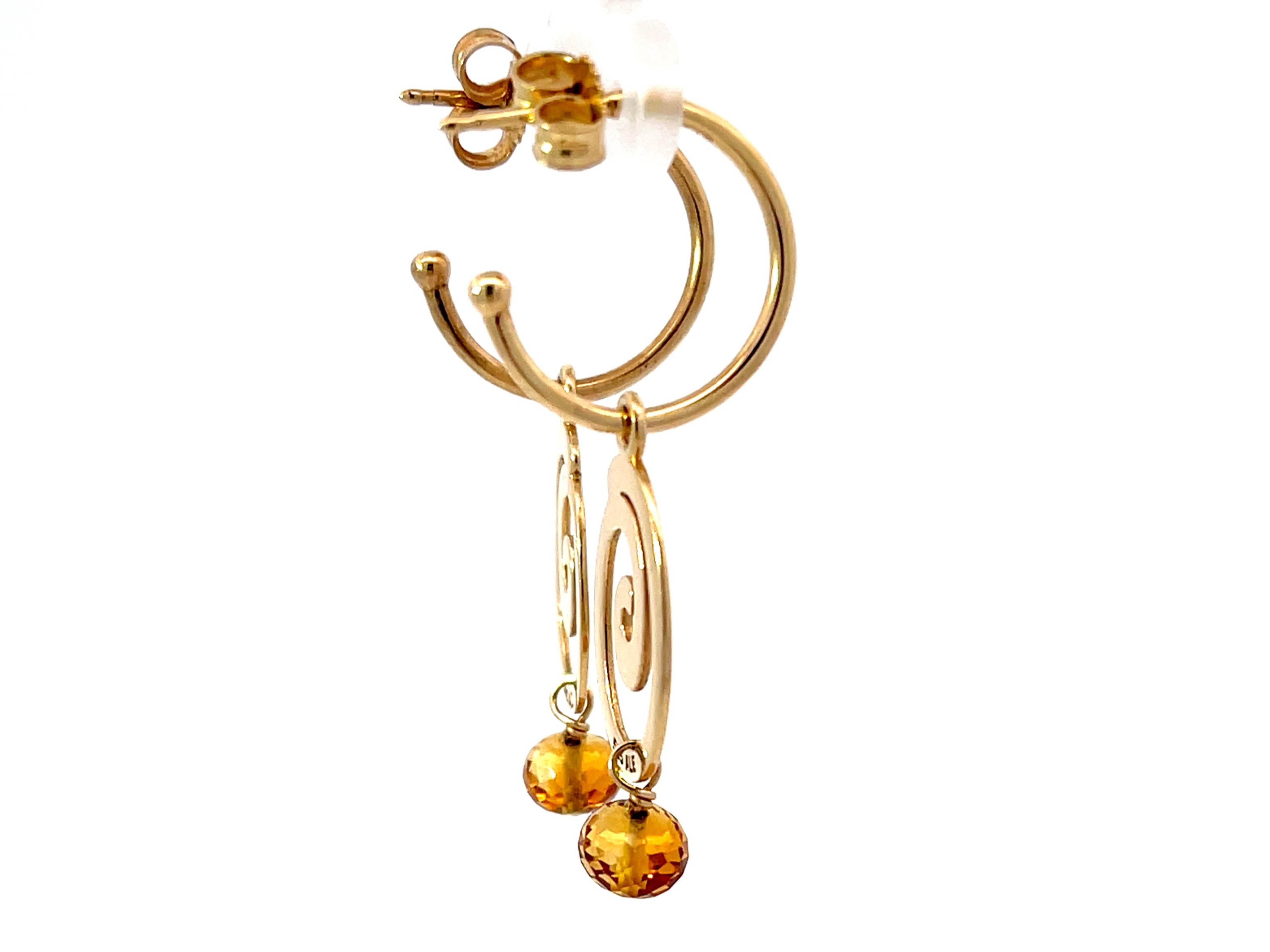 Pandora Goldwirbel-Tropfen-Ohrringe aus 14k Gelbgold (Moderne) im Angebot