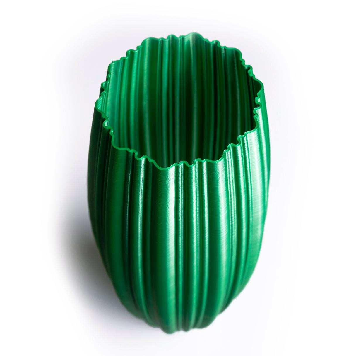 Italian Pandora, Green Contemporary Sustainable Vase-Sculpture