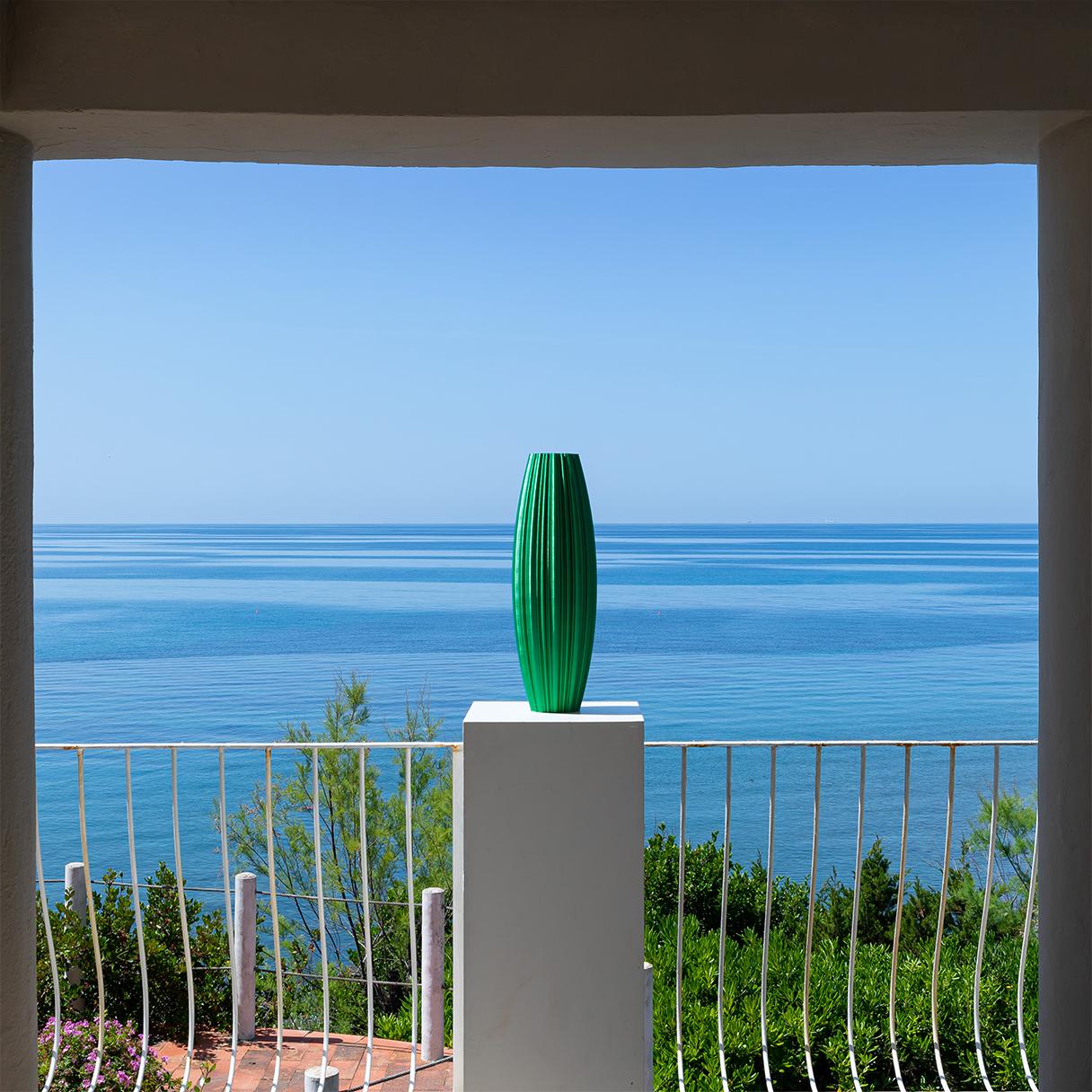 Plastic Pandora, Green Contemporary Sustainable Vase-Sculpture