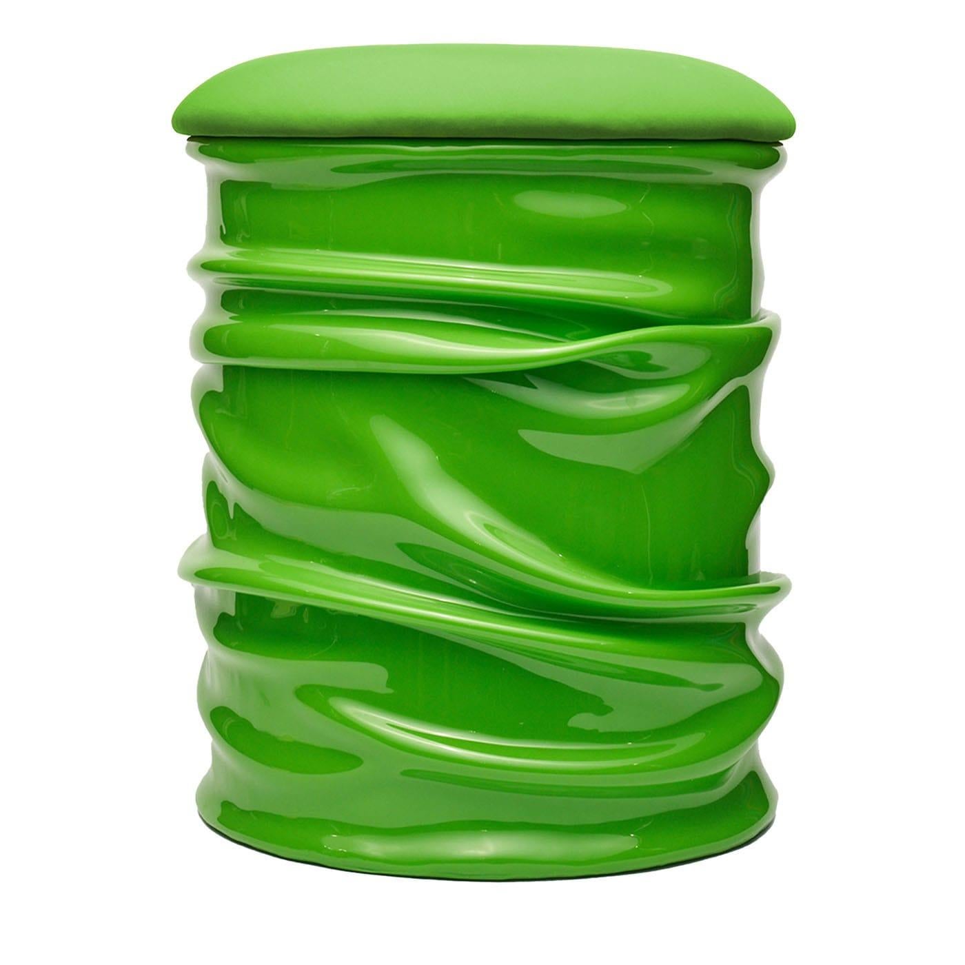 Contemporary Pandora Green Pouf For Sale