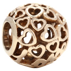 Used Pandora Heart Charm, 14K Solid Gold, Open Heart Round Bead, Pandora Love Bead