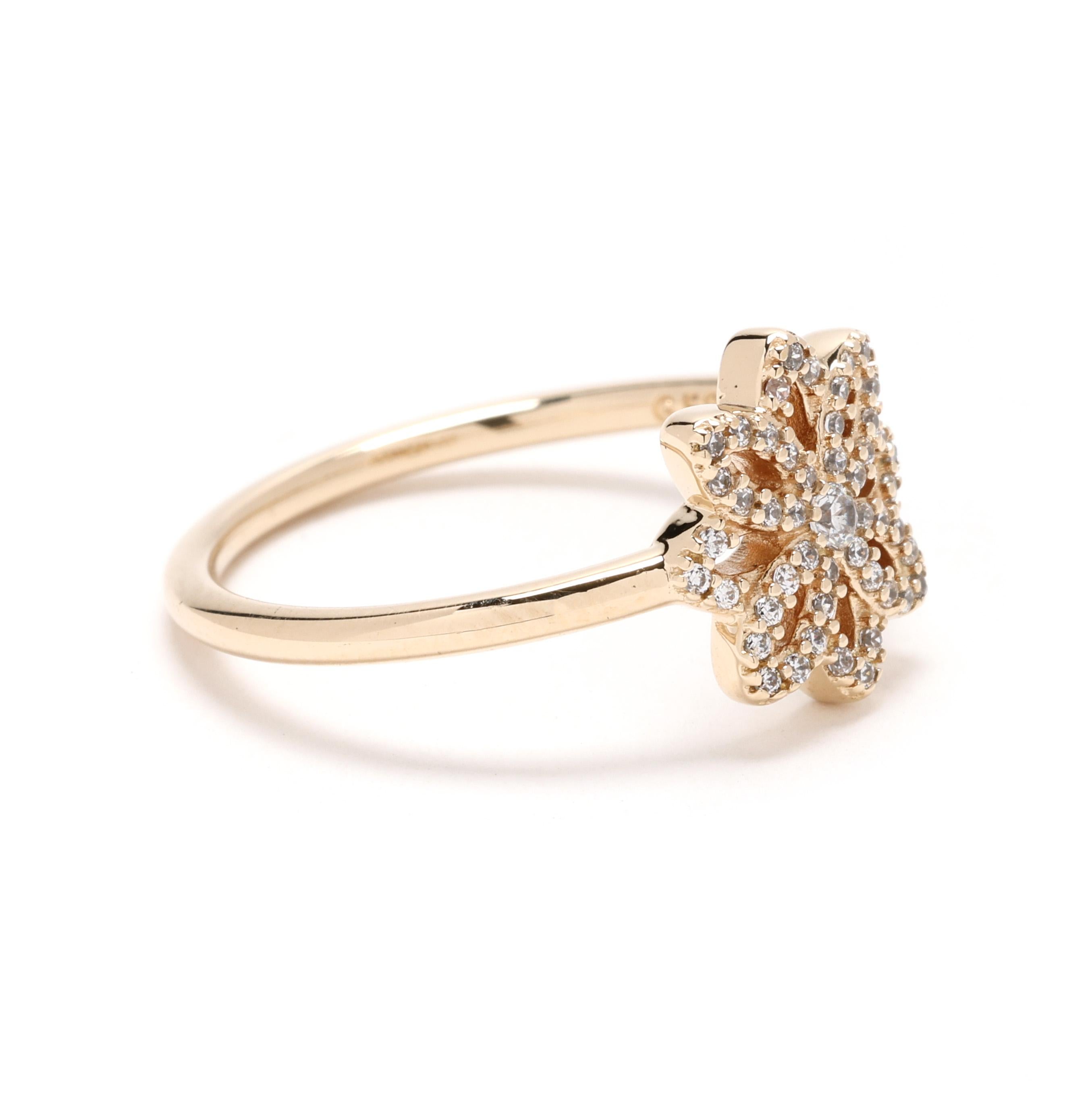 Add a touch of nature-inspired beauty to your collection with this Pandora Lace Botanique Floral Ring, crafted in 14k yellow gold and adorned with sparkling cubic zirconia. This delicate ring, in size 6, features intricate lace-like floral details,