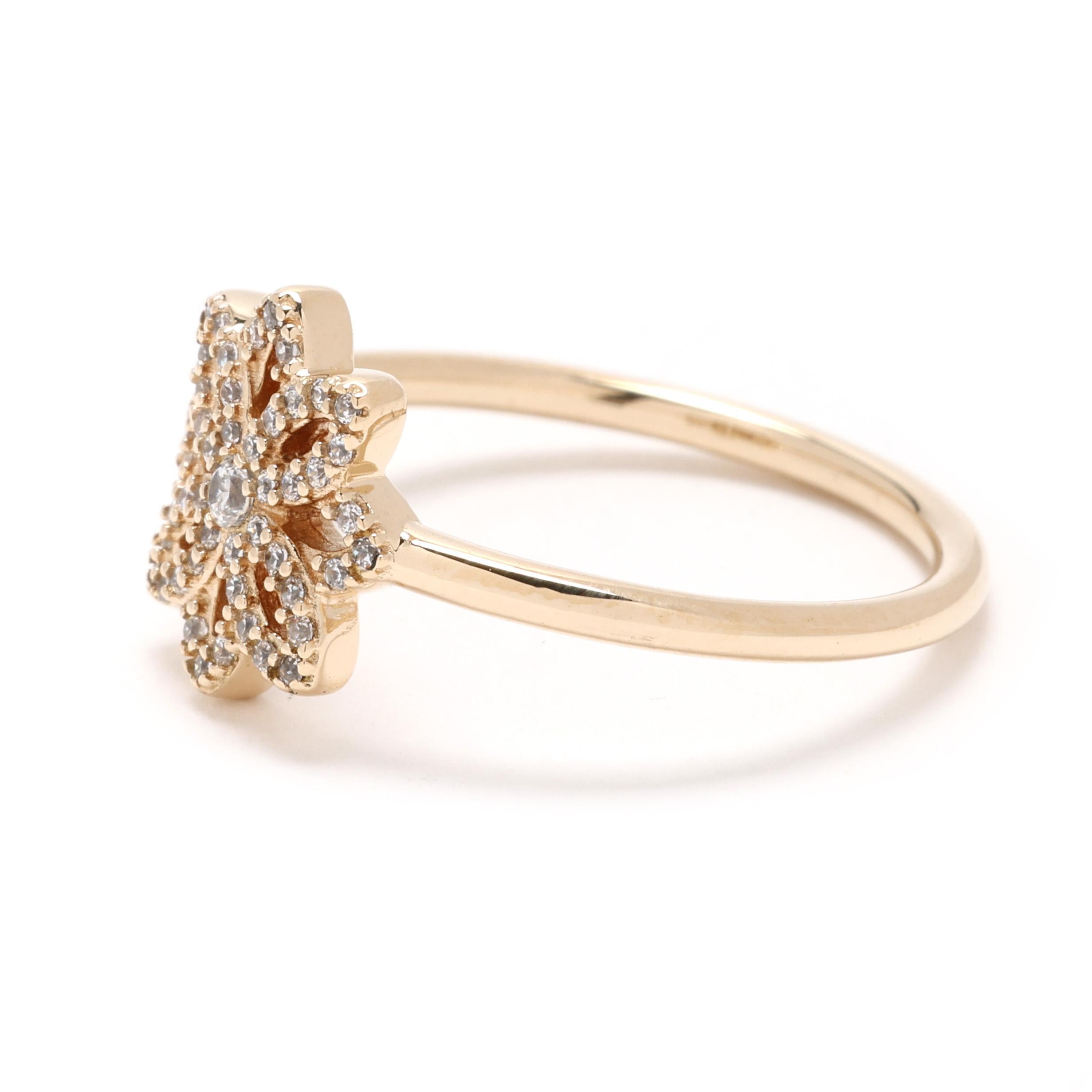 Women's Pandora Lace Botanique Cubic Zirconia Floral Ring, 14k Yellow Gold, Ring Size 6 For Sale
