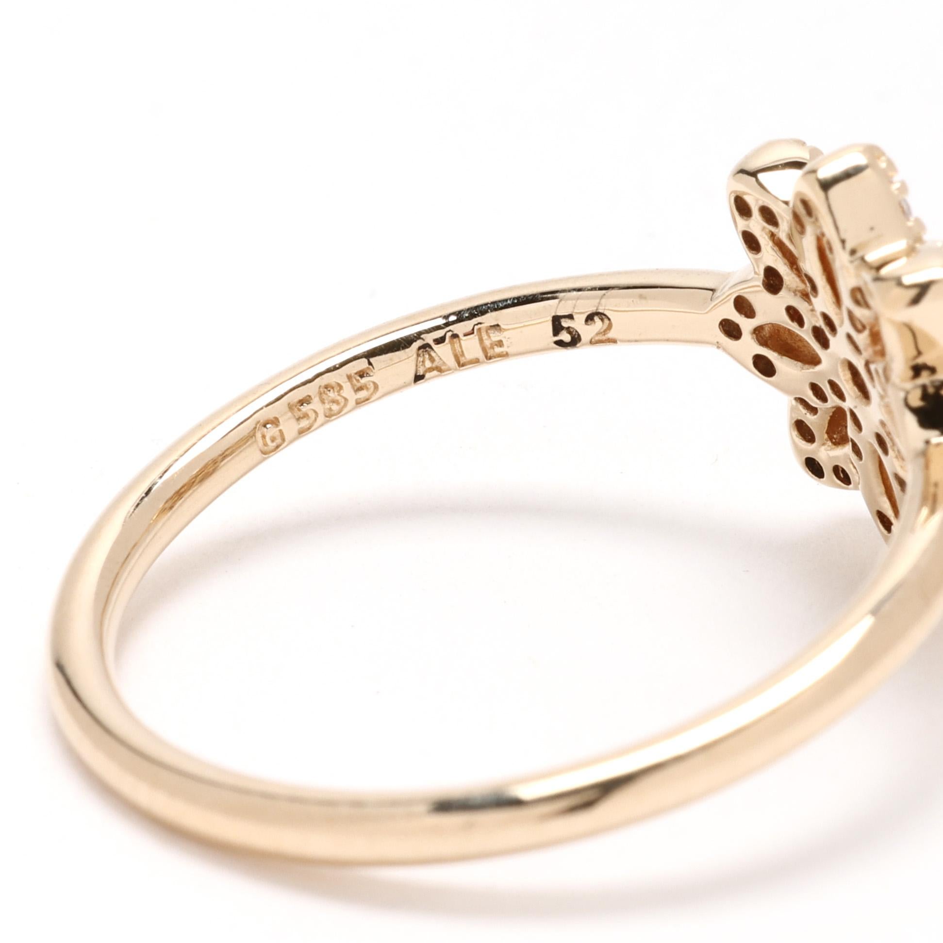 Pandora Lace Botanique Cubic Zirconia Floral Ring, 14k Yellow Gold, Ring Size 6 For Sale 1