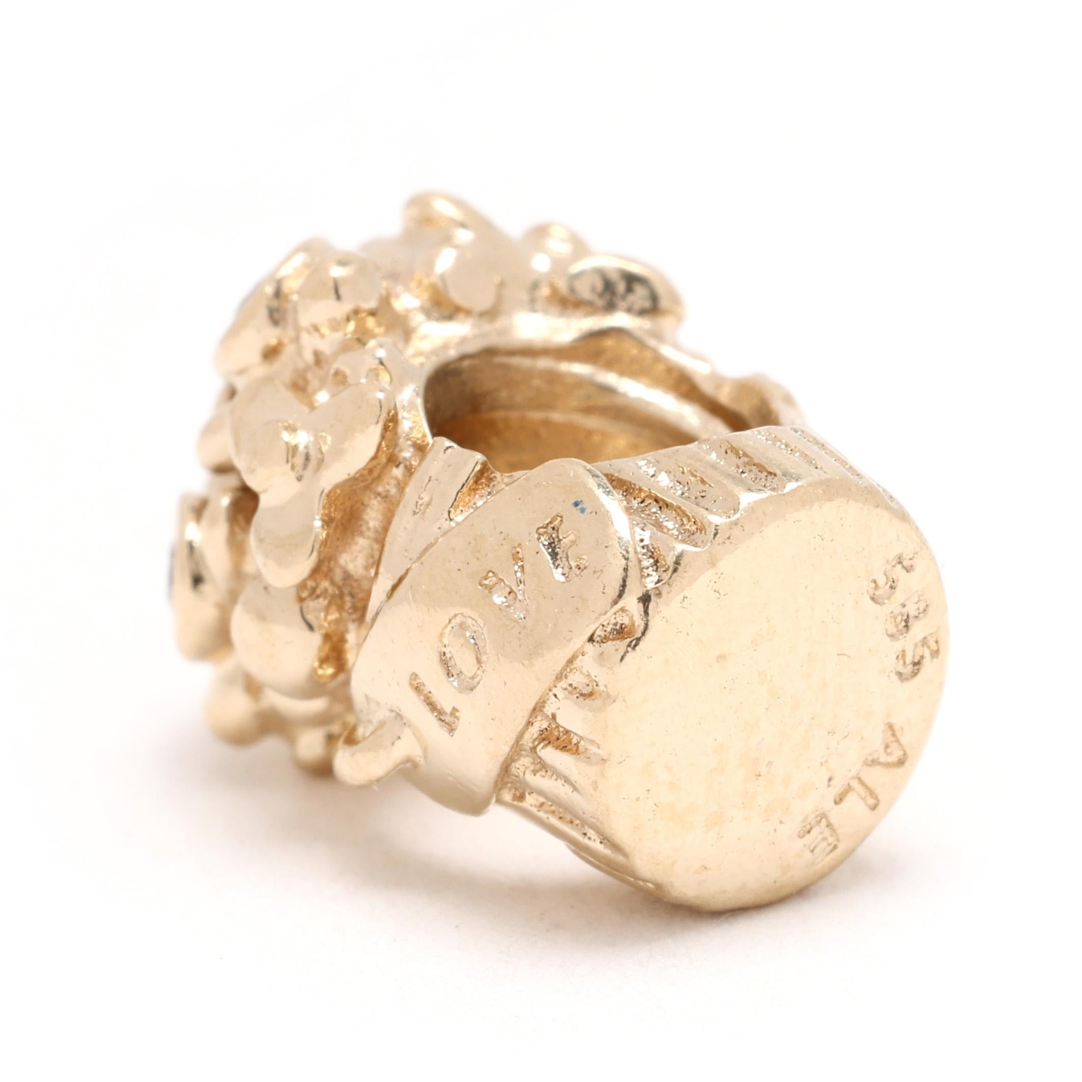 Femenino o masculino PANDORA Love Bouquet of Flowers Charm, circonita cúbica, oro amarillo de 14k