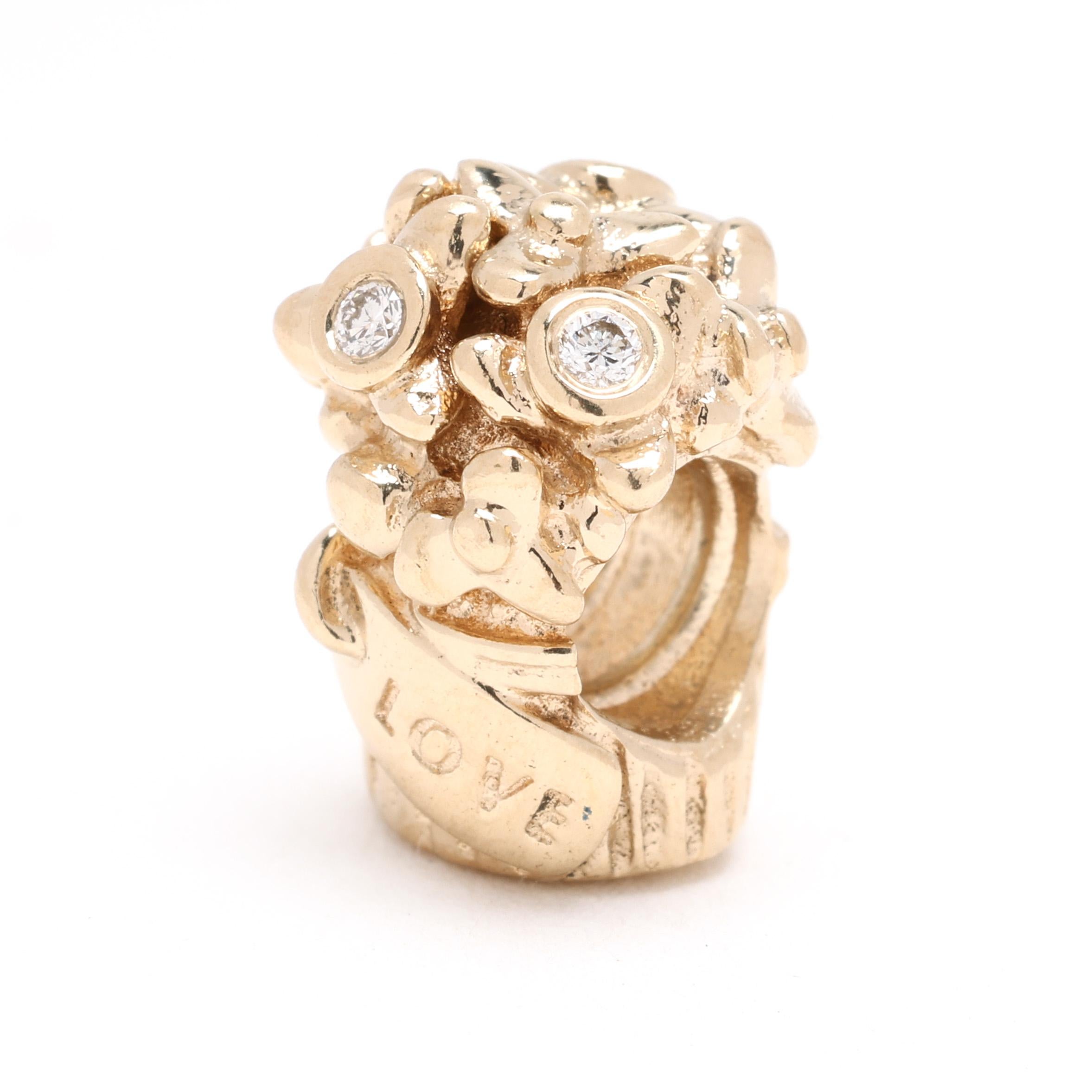 PANDORA Love Bouquet of Flowers Charm, circonita cúbica, oro amarillo de 14k 1