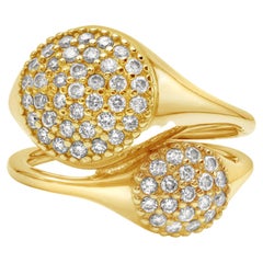 Used 0.56 Carats Total Brilliant Round Diamond Micro-Pave Bypass Ring in Yellow Gold